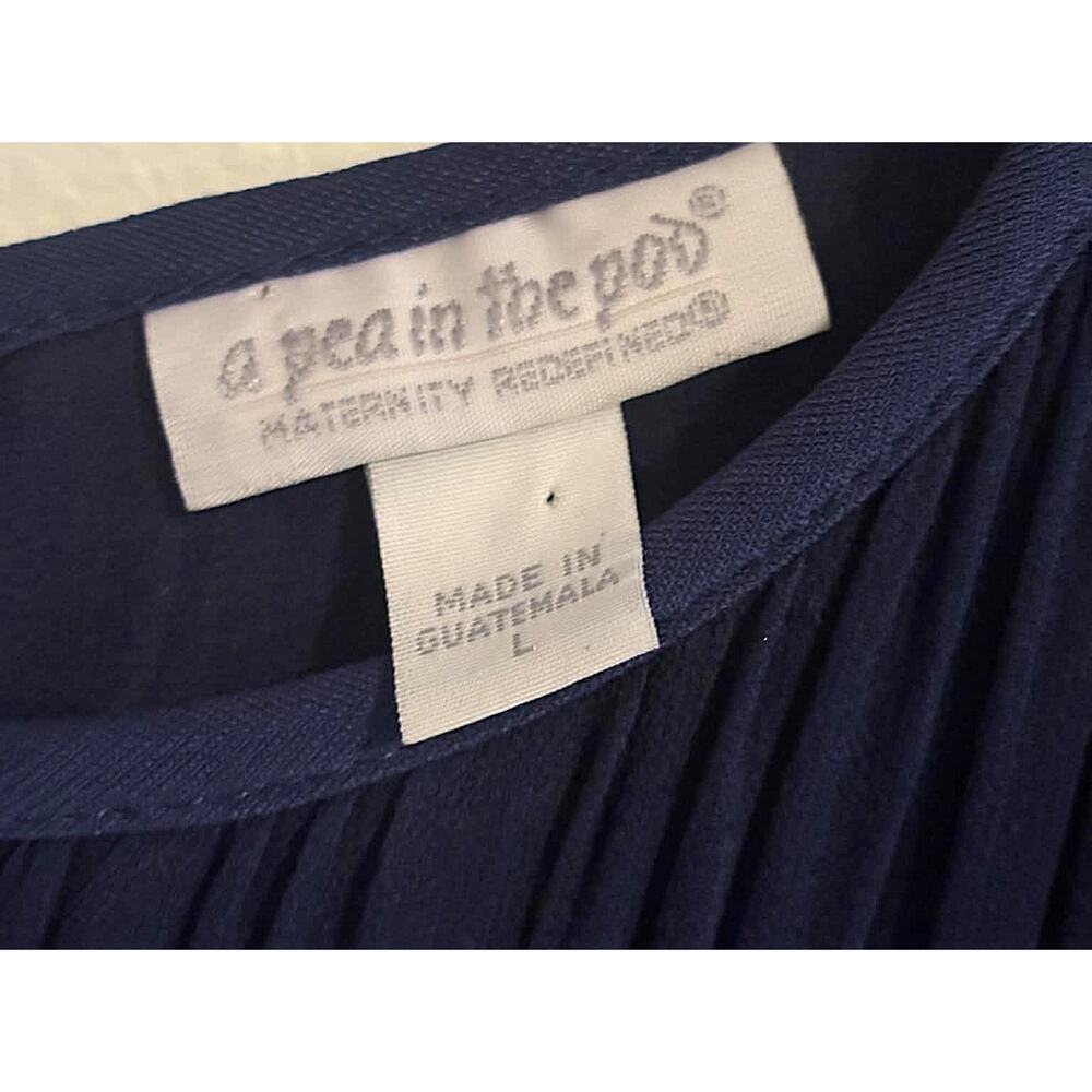 A Pea in the Pod Navy Poly/Spandex Ruched Maternity Career Dress L Stretch Midi - Picture 6 of 6